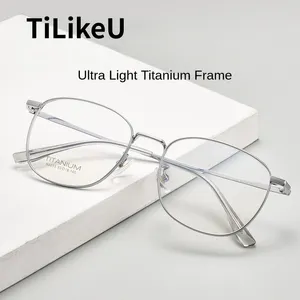 Lunettes de soleil Frames Ultralight Pure Titanium Eyeglass Cadre Retro Round Women's Optical Gernes Étudiant Men de lecture