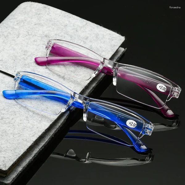 Lunettes de soleil Frames Ultralight Transparent Silver Resin Lens Plastic Colorful Red Mirror Miroir de lecture Lunes Men de lecture