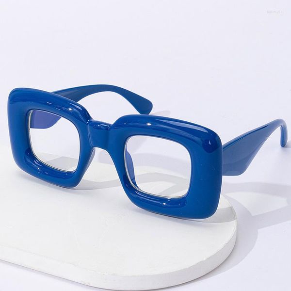 Monturas de gafas de sol únicas, montura de gafas cuadradas azules, montura de gafas Y2K de gran tamaño a la moda para mujer, gafas Retro con lentes transparentes