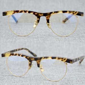 Lunettes de soleil Frames Cadre de personnalité de niche unique Lunes acétates à la main Vintage Eyeglasses Fashion Opictal Eyewear Semi-sans-bord Métal