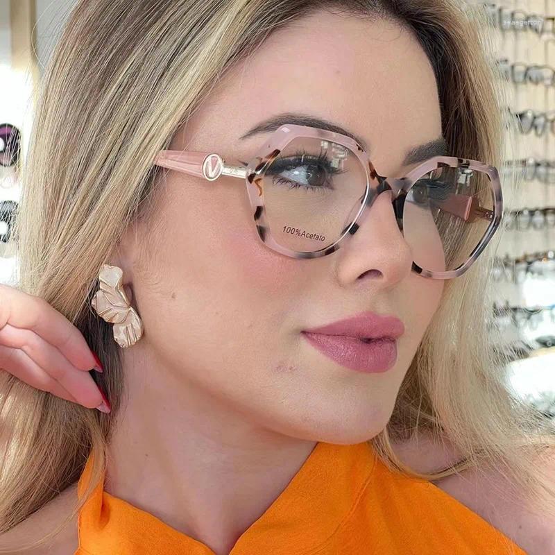 Sunglasses Frames V Polygon Eyeglass Frame TR90 Anti Blue Light Glasses Women 2024 Flat Mirror Trend Eyeglasses Female