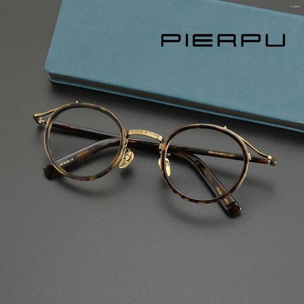 Lunettes de soleil Frames Vintage Acétate Lunettes Fadre des hommes Round Luxury Myopie Prescription Optical Eyeglass Women Retro Korean Brand Eyewear