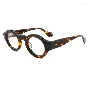 Lunettes de soleil Frames Acétate Vintate épais Cadre de lunettes Round Classics Hommes Optical Prescription Lunes Personnalisées Femmes Myopie Reading