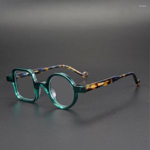 Monturas de gafas de sol Vintage hechas a mano pequeñas cuadradas montura de gafas redondas acetato Retro miopía prescripción lectura óptica Clip-on