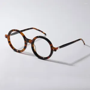 Lunettes de soleil Frames Vintage Grands lunettes à acétate ronde pour hommes et femmes Rétro-jambe de printemps Myopie Prescription Optique Eyeglass
