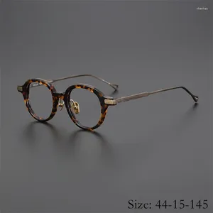 Lunettes de soleil Cadres Vintage Myopie Sphère Optique Lunettes Cadre Ultraléger Titane Acétate Classique Type Rond IP Placage Femmes Homme Haute