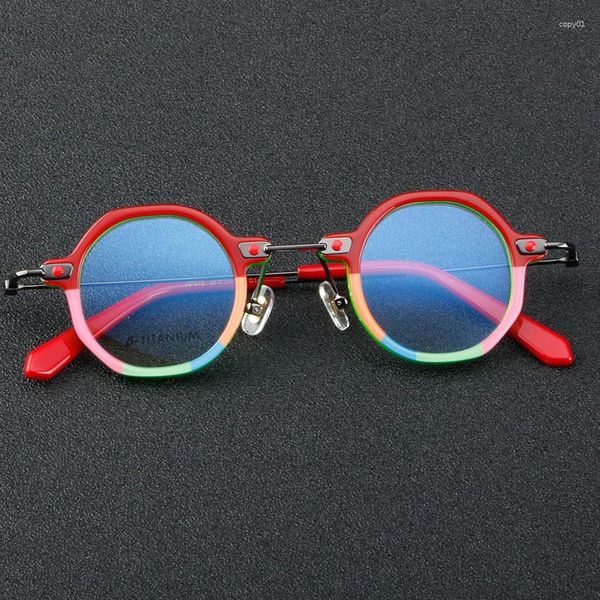 Lunettes de soleil Cadres Vintage Rondes Acétate Lunettes Couleur Stripe Steam Punk Prescription Optique Lunettes Lecture