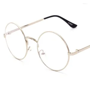 Lunettes de soleil Frames Vintage Rounds Lens Clear Lens Fashion Gold Metal Frame Optical Hommes Femmes Falles Faux