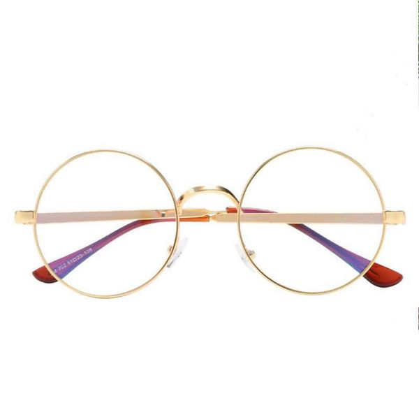 Lunettes de soleil Cadres Vintage Lunettes Rondes Lentille Claire Mode Or Petit Cadre En Métal Optique Hommes Femmes Lunettes Faux