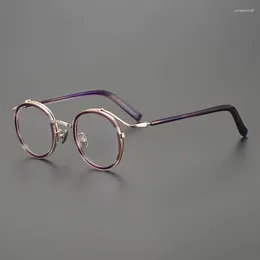 Lunettes de soleil Frames Vintage Round Titanium Lunes Frame Men Retro Designer Optical Eyeglass Women Myopia Reading Prescription Computer