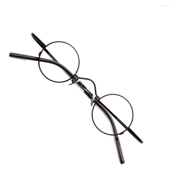 Cadres de lunettes de soleil Style Vintage Cadre de lunettes rondes avec plaquettes de nez Portable Jambes pliables Lunettes Lunettes de lecture Remplacement
