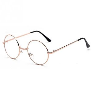 Lunettes de soleil Frames Style vintage Femmes / hommes Round Metal Clear Lens Lunes Cadre Trendy Unisexe Nerd anti-rayonnement Spectacles lunettes