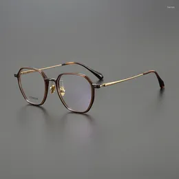Marcos de gafas de sol Marco de gafas de acetato de titanio vintage para hombres y mujeres Borde delgado Óptico ultraligero para hacer prescripción