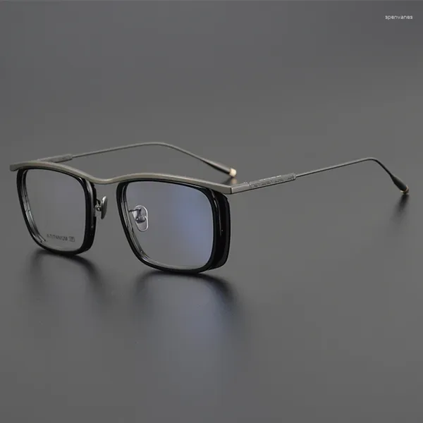 Gafas de sol Marcos Vintage Titanio Acetato Gafas ópticas Marco Hombres Grandes Gafas cuadradas de gran tamaño Masculino Borde completo Miopía Prescripción