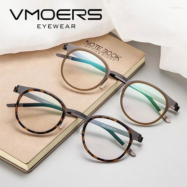 Lunettes de soleil Frames Vmoers Pure Titanium Frame Optical Lunes Men Retro Round Myopia Eyeglass haut de gamme Prescriptations