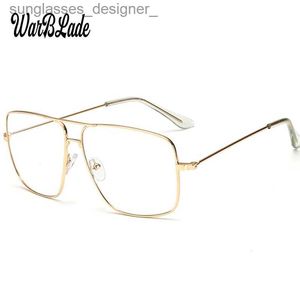 Lunettes de soleil Cadres WaLade Vintage Gold Metal Frame Lunettes Hommes Femmes Lunettes de soleil Rétro Carré Optique Lentille Lunettes Nerd Clear Lens GlassesL231107