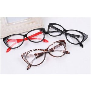 Lunettes de soleil Cadres Grossiste - Vintage Rouge Léopard Noir Lunettes Cadre Mode Classique Cat Eyes Design Clear Lens Lunettes Lunettes F Dhykr