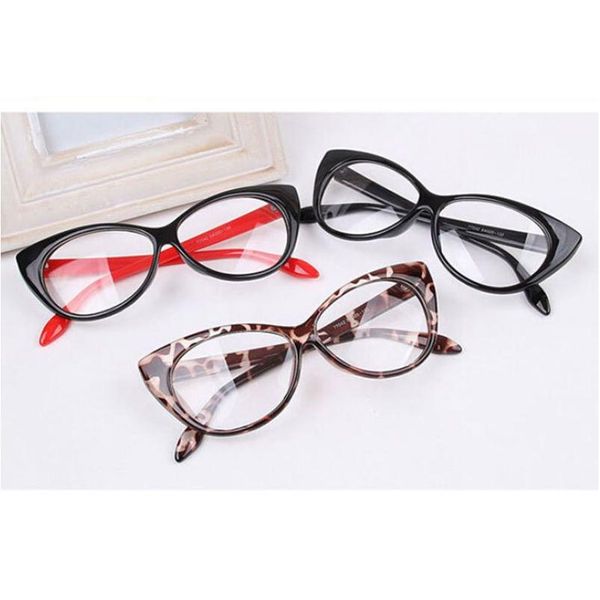 Оправы для солнцезащитных очков оптом - Винтажные красные леопардовые черные очки в оправе Модные классические кошачьи глаза Дизайн с прозрачными линзами Очки F Dh76V