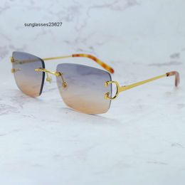 Lunettes de soleil Cadres Fil C Lunettes de soleil sans monture Carter Lunettes de soleil Grand carré Luxe Desiger Décoration pour hommes Lunettes de conduite Lunettes Tendance Produit Cadre doré