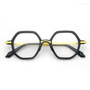 Zonnebrillen Frames Damesbrillen Acetaat Geel Octagon Fashion vrouwelijke oogglazen 2023 Optisch recept Myopia frame