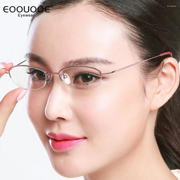 Lunettes de soleil Frames Femmes Femmes Cadre sans charnière Design Pure Titane Eyeglasse Myopie Hyperopia Eyewear Prescription Spectacle 7G Optics