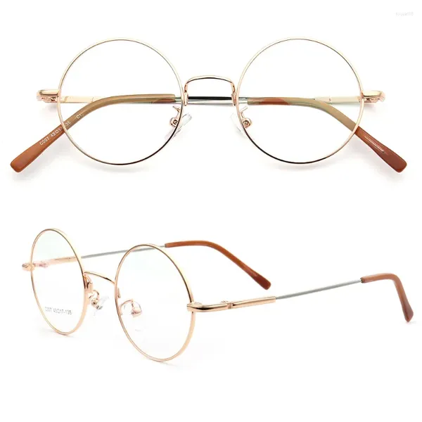 Lunettes de soleil encadrement Femmes Cound Eyeglass Men Metal Optical Lunes Flexible Memory Gold Eyewear Prescription Spectacles