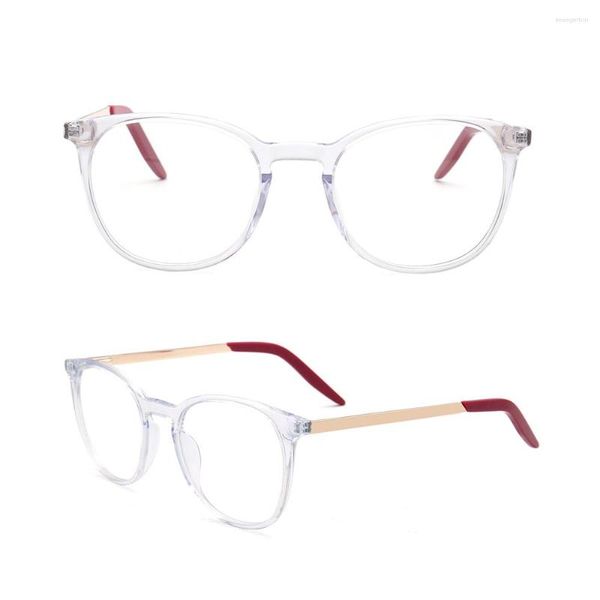 Lunettes de soleil Cadres Femmes Lunettes Rondes Optique Acétate Monture De Lunettes Hommes Rétro Métal Lunettes Translucide Clair Rouge Prescription Lunettes