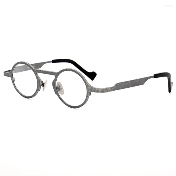 Monturas de gafas de sol para mujer, montura de gafas redonda de titanio puro para hombre, moda Retro, estilo Hipster, gafas de Metal, gafas ligeras JDA3176