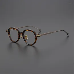 Marcos de gafas de sol Anteojos ópticos para mujer Marco de anteojos de titanio puro Gafas redondas retro hechas a mano