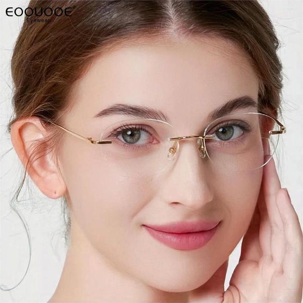 Gafas de sol marcas para mujeres Titanio Titanium Diseño ovalado ovalado Golas de lentes de oro receta miopía gafas