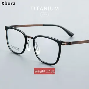 Lunettes de soleil Frames Xbora 2024 Pure Titane Vis Fixes Optical Lunes Retro OVAL Flexible Prescription Eyewear pour hommes et femmes