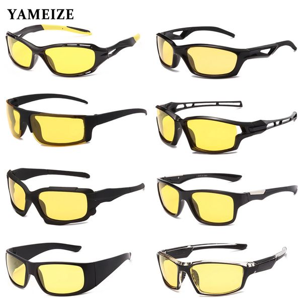 Marcos de gafas de sol YAMEIZE Gafas anti visión nocturna para conducir hombres polarizados Mujeres Conductor Lente amarilla Gafas deportivas 231101