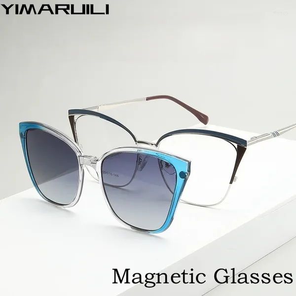 Gafas de sol marcos Yimaruili Moda Magnética Polarizado Gasas con gafas Retro Cat Eye Aleglas de receta óptica para mujeres 2256