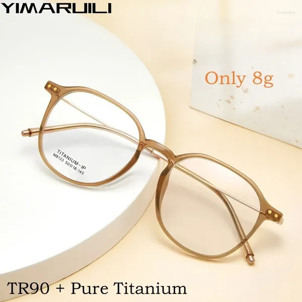 Lunettes de soleil Frames Yimaruili Ultra-light flexible tr90 Men Men Retro Round Pure Titanium Optical Prescription Glasses Cadre