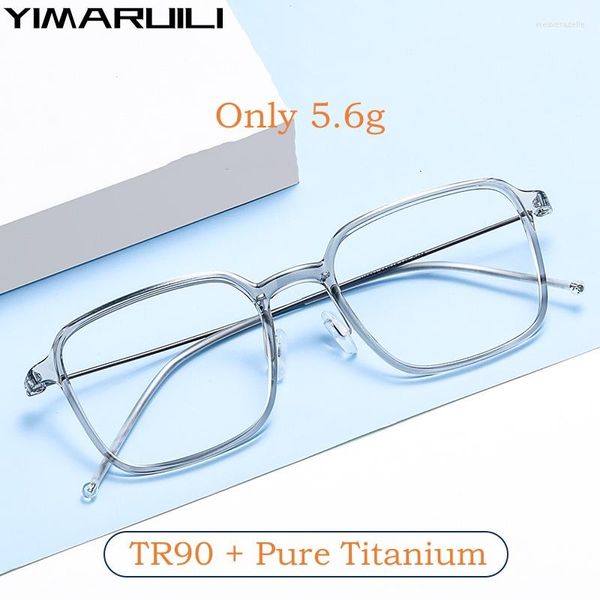 Lunettes de soleil Cadres YIMARUILI Ultra-léger Flexible TR90 Pur Titane Rétro Carré Transparent Optique Prescription Lunettes Cadre Hommes Et