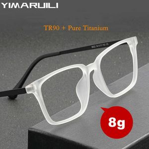 Sunglasses Frames YIMARUILI Ultralight Comfortable TR90 Eyewear Women Pure Titanium Retro Square Optical Prescription Eyeglasses Frame Men Y9822 T2201114