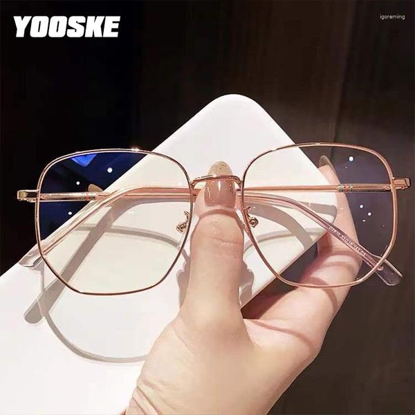 Monturas de gafas de sol YOOSKE transparentes gafas de ordenador mujeres hombres Anti luz azul gafas Irregular marco óptico falso