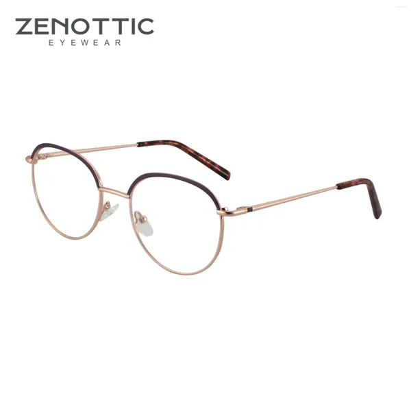 Lunettes de soleil Frames Zenottic 2024 Fashion Optical Lunes Cadre en métal Eyeglass Femmes Rond les lunettes sans ordonnance F3005