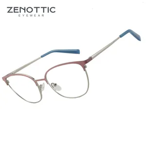 Lunettes de soleil Frames Zenottic 2024 Fashion Square Optical Lunes Tendance Metal Eyewear Dames Cat Eye sans prescription Eyeglass F3008