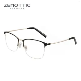 Lunettes de soleil Frames Zenottic 2024 Lunettes optiques carrées Cadre Fashion Les deux lunettes de lunettes en métal de haute qualité sans prescription de haute qualité
