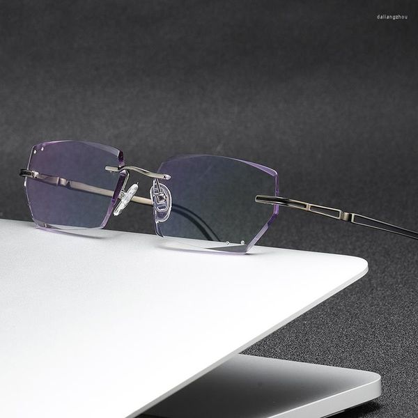 Monturas de gafas de sol ZIROSAT 9133 Pure Titanium Rimless Men Eyeglasses Frame Fashion Brand Designer Myopia Clear Optical Gafas graduadas