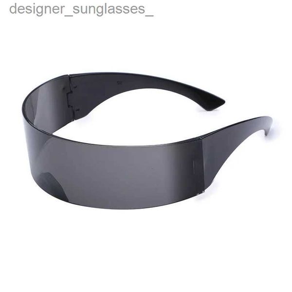 Gafas de sol Futurista Estrecho Cíclope Visor Gafas de sol Gafas láser UV400 Personalidad Lente espejada Traje Gafas Gafas Hombres GafasL231114