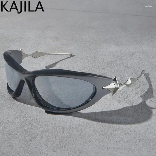 Lunettes de soleil futuristes Y2k Punk Sports Femmes Hommes 2024 Vintage Star Lunettes de soleil pour Lady Retro 2000's Lunettes Lunettes