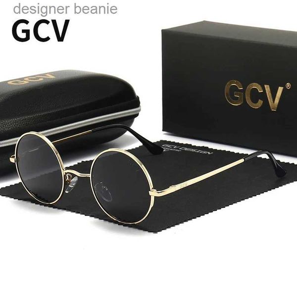 Lunettes de soleil GCV marque alliage de cuivre steam punk lunettes de soleil polarisées circulaires rétro hommes et femmes lunettes de soleil classique UV400 cadre en métalC24320