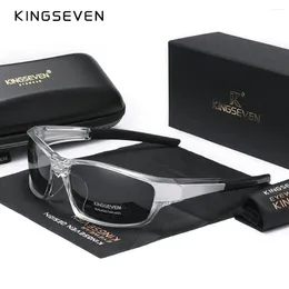 Zonnebrillen echte Kingseven 2024 Design heren sport gepolariseerde vrouwen UV -lens reizen mode brillen brillen