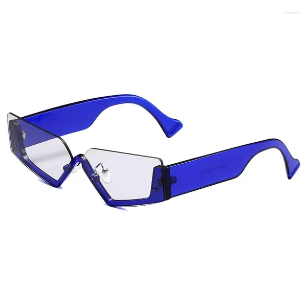 Lunettes de soleil lunettes de soleil mode 2023 femmes dames UV400 rectangle sport lunettes extérieures miroir coloré anti-bleu sans monture designer