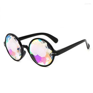 Zonnebrillen brillen rave mannen rond caleidoscoop vrouwen feest prisma diffracted lens edm vrouw 226J