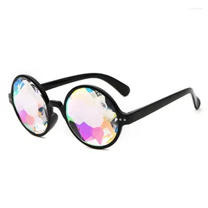 Lunettes de soleil Lunettes Rave Hommes Rondes Kaléidoscope Femmes Partie Prisme Diffracté Lentille EDM Femme