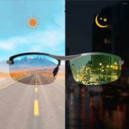 Zonnebrillen Geel Geel Pochromic gepolariseerde Intelligente kleur Veranderend Visdag Dag Visie Night Mirror Goggles