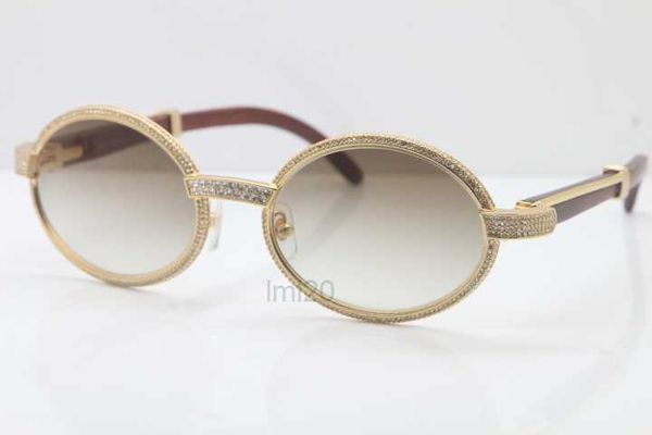 Lunettes de soleil Lunettes de soleil de bonne qualité en bois complet 7550178 Vintage Round Unisexe High East Brand Designer Lunes C Decoration Gold Sunglasses3B4D